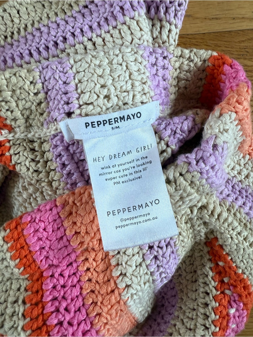 Peppermayo Crocheted High-Waist Striped Shorts in Beige, Pink, Lilac & Coral - Picture 6 of 6